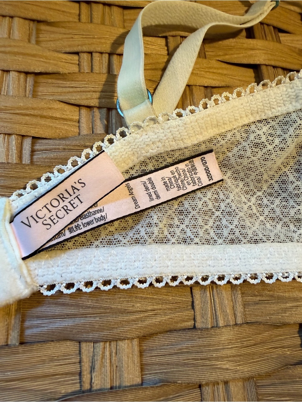 Victoria's Secret Cream Bra with Blue and Rust Paisley Print - Picture 3 of 3
